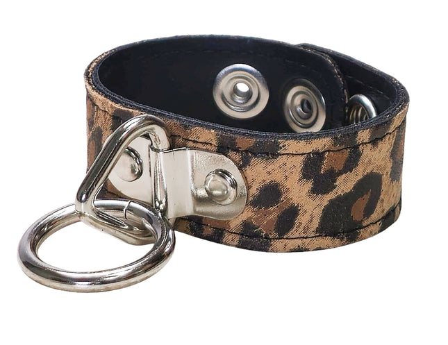 BC113CHEETAH GENUINE LEATHER LEOPARD BONDAGE CUFF SNAPPED BRACELET