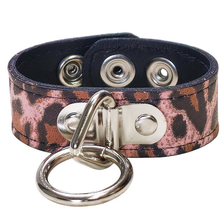 BC113CHEETAH GENUINE LEATHER LEOPARD BONDAGE CUFF SNAPPED BRACELET