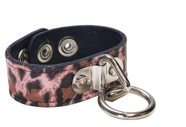 BC113CHEETAH GENUINE LEATHER LEOPARD BONDAGE CUFF SNAPPED BRACELET