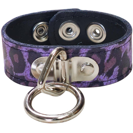 BC113CHEETAH GENUINE LEATHER LEOPARD BONDAGE CUFF SNAPPED BRACELET