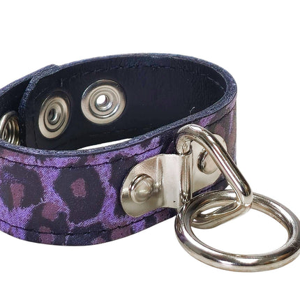 BC113CHEETAH GENUINE LEATHER LEOPARD BONDAGE CUFF SNAPPED BRACELET