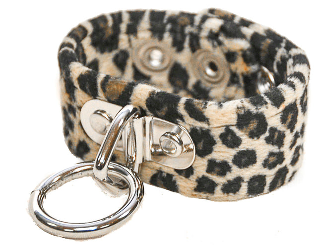 BC113L FUZZY LEOPARD BONDAGE BRACELET CUFF