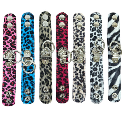 BC113L FUZZY LEOPARD BONDAGE BRACELET CUFF