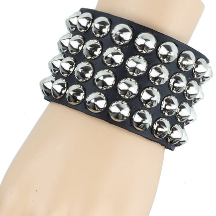 BC116 4 ROW MINI CONICAL STUDDED BRACELET