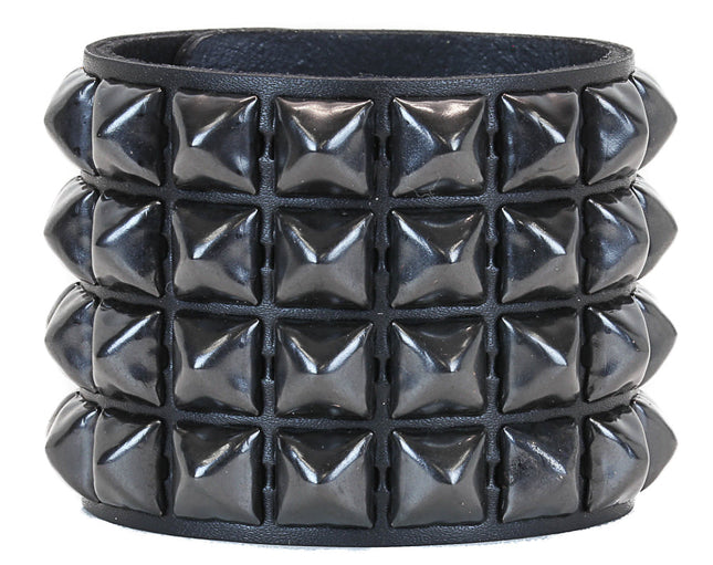 BC122 4 ROW 1/2" PYRAMIDS STUDDED SNAP BRACELET