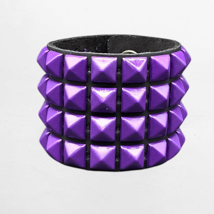 BC122 4 ROW 1/2" PYRAMIDS STUDDED SNAP BRACELET