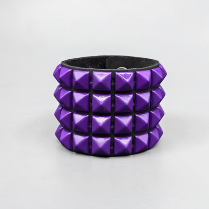 BC122 4 ROW 1/2" PYRAMIDS STUDDED SNAP BRACELET