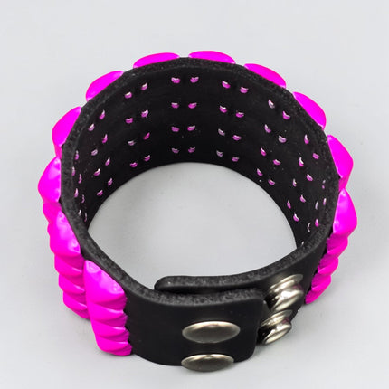 BC122 4 ROW 1/2" PYRAMIDS STUDDED SNAP BRACELET