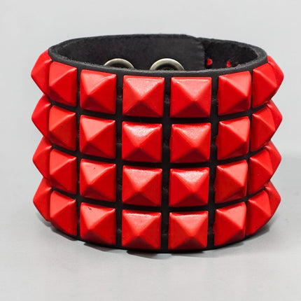 BC122 4 ROW 1/2" PYRAMIDS STUDDED SNAP BRACELET