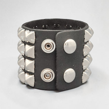 BC122 4 ROW 1/2" PYRAMIDS STUDDED SNAP BRACELET