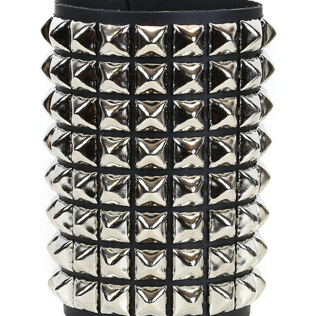 BC127-8 5" WIDE 8 ROW PYRAMID STUD SNAP BRACELET