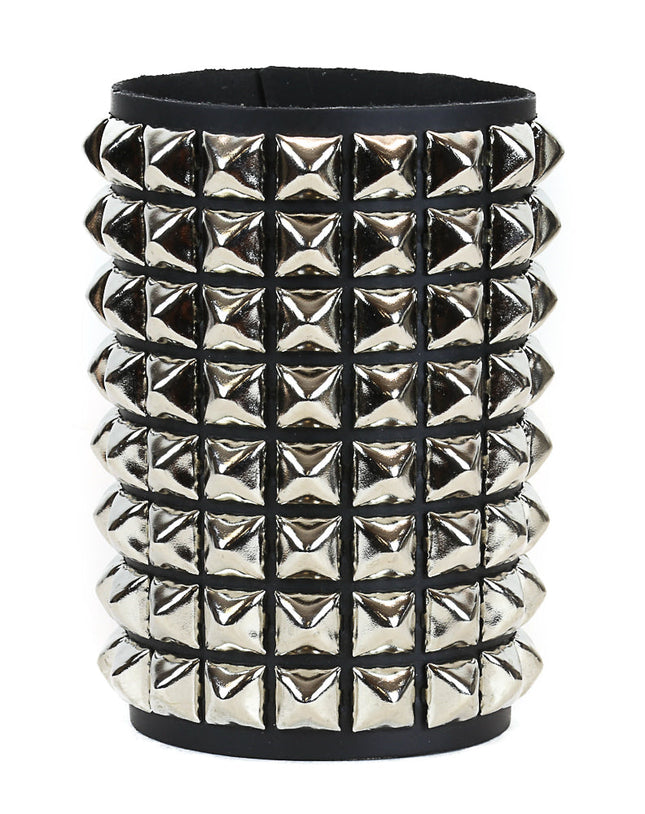 BC127-8 5" WIDE 8 ROW PYRAMID STUD SNAP BRACELET