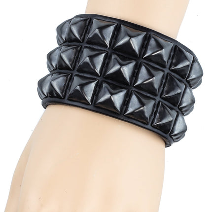 BC127 3 ROW 1/2" PYRAMID STUD SNAP BRACELET