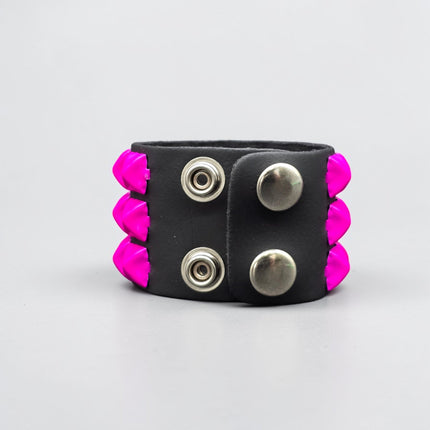 BC127 3 ROW 1/2" PYRAMID STUD SNAP BRACELET
