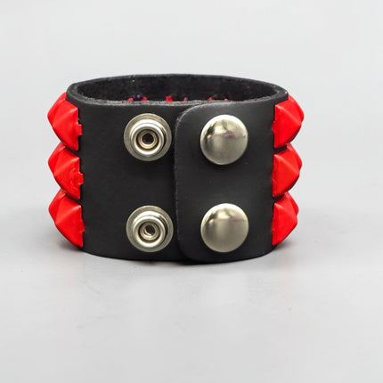 BC127 3 ROW 1/2" PYRAMID STUD SNAP BRACELET
