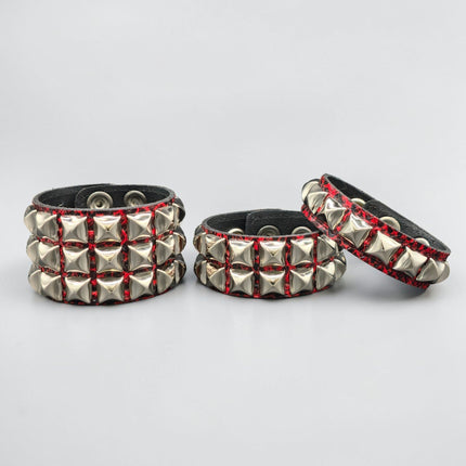 RED SNAKE SKIN VEGAN  LEATHER STUDDED BRACELET