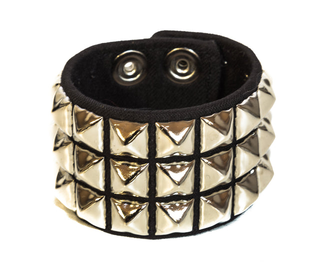 BC127C-BLK 3 ROW PYRAMID CANVAS BRACELET