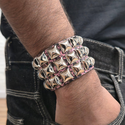 PINK SNAKE STUDDED BRACELET VEGAN  LEATHER