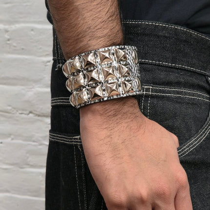 WHITE PYTHON SNAKE SKIN VEGAN  LEATHER STUDDED BRACELET