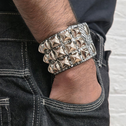 WHITE PYTHON SNAKE SKIN VEGAN  LEATHER STUDDED BRACELET