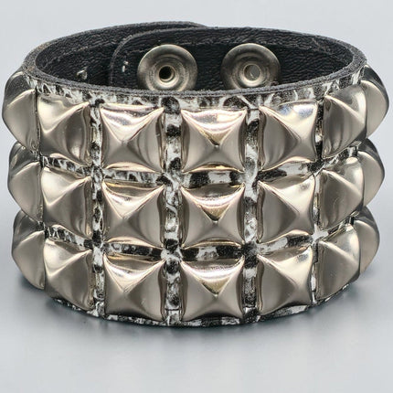 WHITE PYTHON SNAKE SKIN VEGAN  LEATHER STUDDED BRACELET