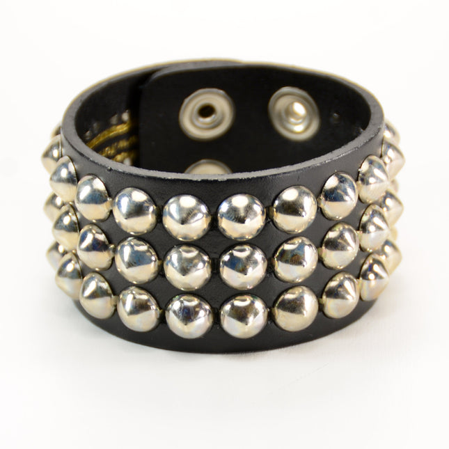 BC129 3 ROW MINI CONICAL STUDDED BRACELET