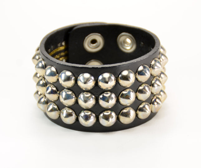 BC129 3 ROW MINI CONICAL STUDDED BRACELET