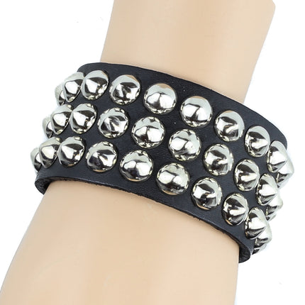 BC129 3 ROW MINI CONICAL STUDDED BRACELET