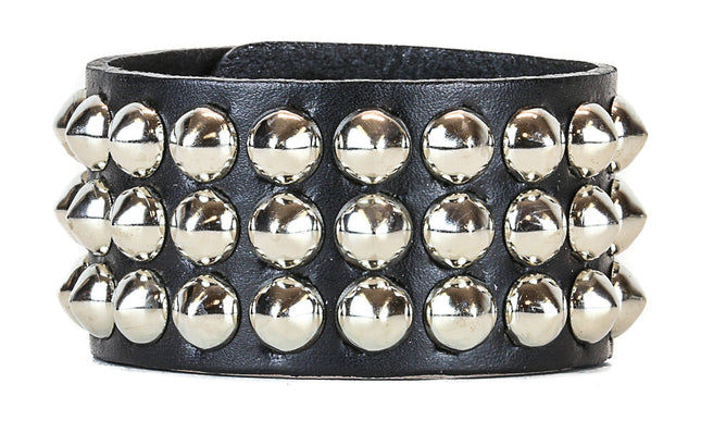 BC129 3 ROW MINI CONICAL STUDDED BRACELET
