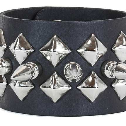 BC136 1 ROW BIG SPIKE & 2 ROW DIAMOND STUD BRACELET
