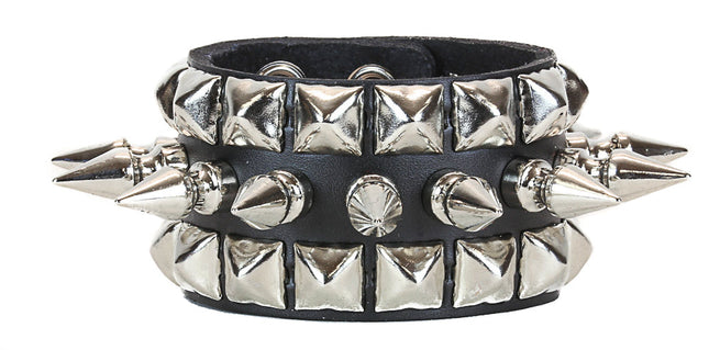 BC138 1/2" PYRAMID STUUDED 1" SPIKE BRACELET