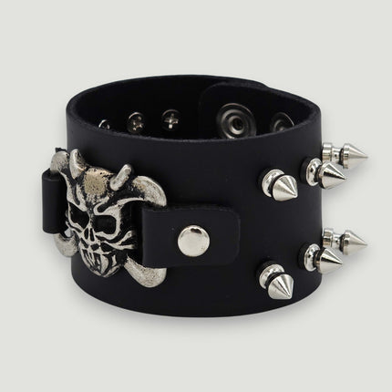 BC144 SKULL OR DEVIL SPIKE CUFF BRACELET
