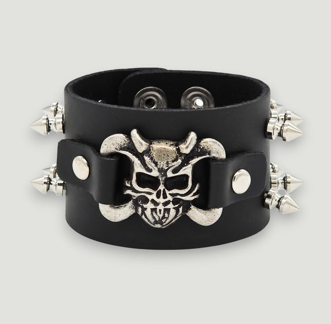 BC144 SKULL OR DEVIL SPIKE CUFF BRACELET