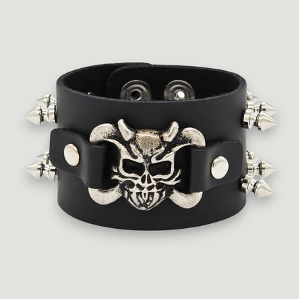 BC144 SKULL OR DEVIL SPIKE CUFF BRACELET