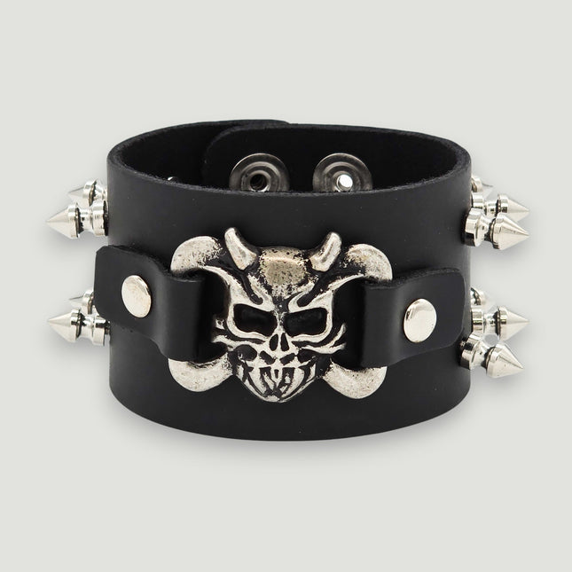 BC144 SKULL OR DEVIL SPIKE CUFF BRACELET
