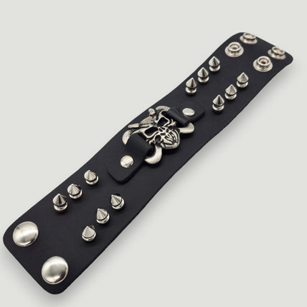 BC144 SKULL OR DEVIL SPIKE CUFF BRACELET