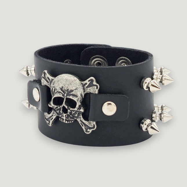 BC144 SKULL OR DEVIL SPIKE CUFF BRACELET