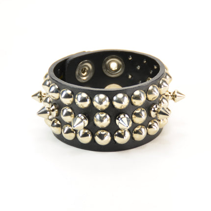 BC147  SPIKE & CONICAL OR ROUND STUD BRACELET