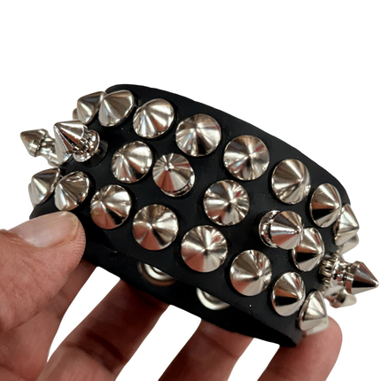 BC147  SPIKE & CONICAL OR ROUND STUD BRACELET