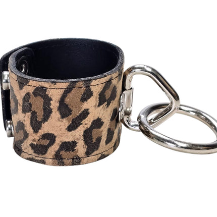 BC164CHEETAH GENUINE LEATHER LEOPARD BONDAGE CUFF SNAPPED BRACELET