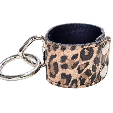 BC164CHEETAH GENUINE LEATHER LEOPARD BONDAGE CUFF SNAPPED BRACELET