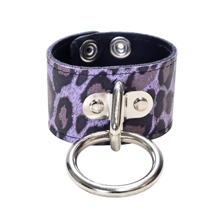 BC164CHEETAH GENUINE LEATHER LEOPARD BONDAGE CUFF SNAPPED BRACELET