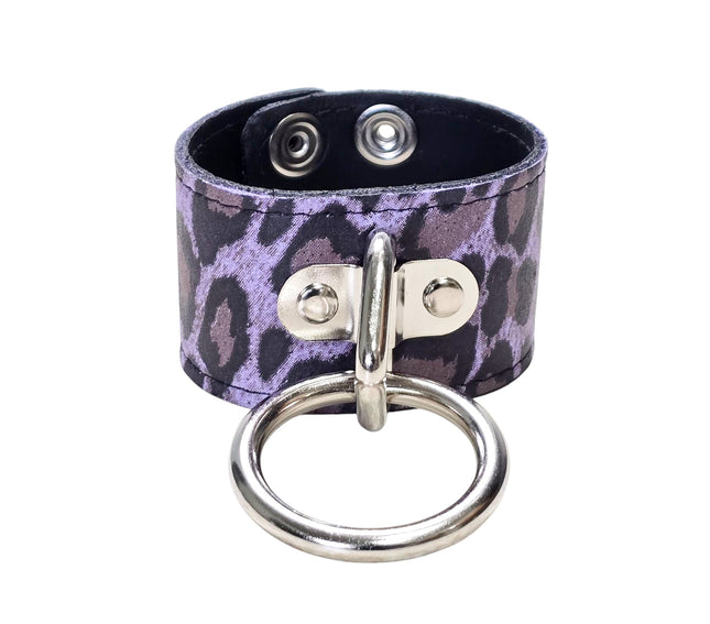 BC164CHEETAH GENUINE LEATHER LEOPARD BONDAGE CUFF SNAPPED BRACELET