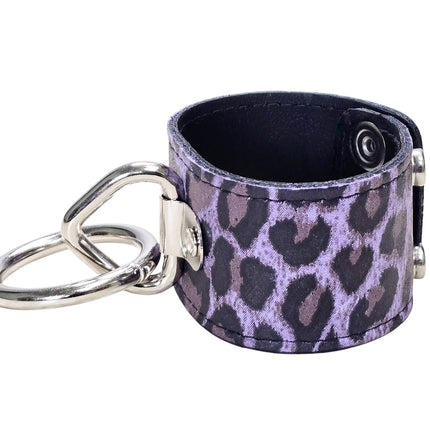 BC164CHEETAH GENUINE LEATHER LEOPARD BONDAGE CUFF SNAPPED BRACELET