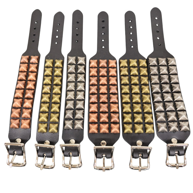 BC170 AND BC189 ANTIQUE PYRAMID STUDDED BUCKLE BRACELET