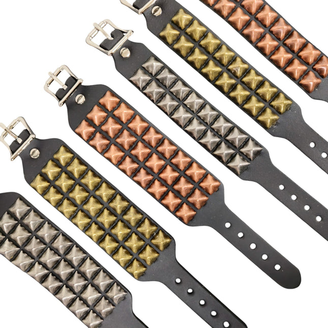 BC170 AND BC189 ANTIQUE PYRAMID STUDDED BUCKLE BRACELET