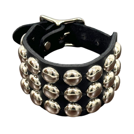 BC170RND  BUCKLE BRACELET WITH 3 ROW 1/2" ROUND STUDS