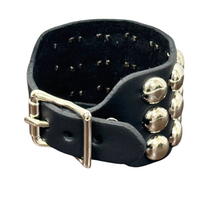 BC170RND  BUCKLE BRACELET WITH 3 ROW 1/2" ROUND STUDS
