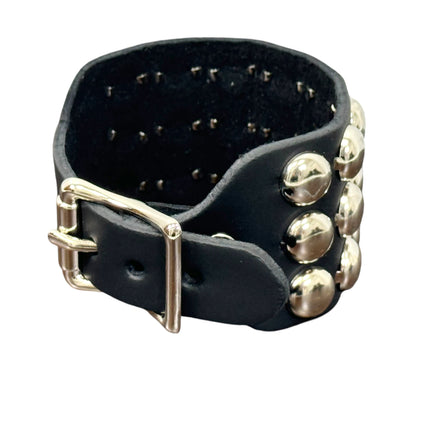 BC170RND  BUCKLE BRACELET WITH 3 ROW 1/2" ROUND STUDS