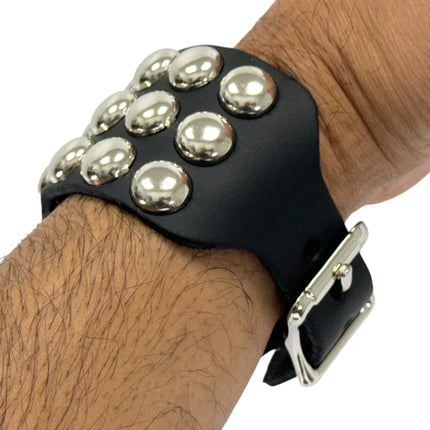 BC170RND  BUCKLE BRACELET WITH 3 ROW 1/2" ROUND STUDS